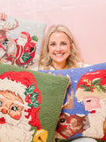 Classic Santa and Reindeer Pillow
