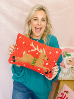 Reindeer with Bells Pillow