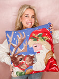 Classic Santa and Reindeer Pillow
