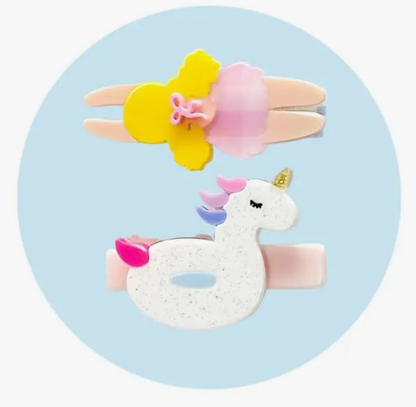 Blonde Swimmer & Unicorn Hair Clips