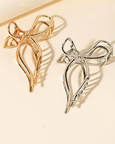 Bow Hair Clips - Gold or Silver