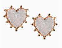 Mother of Pearl Heart Studs