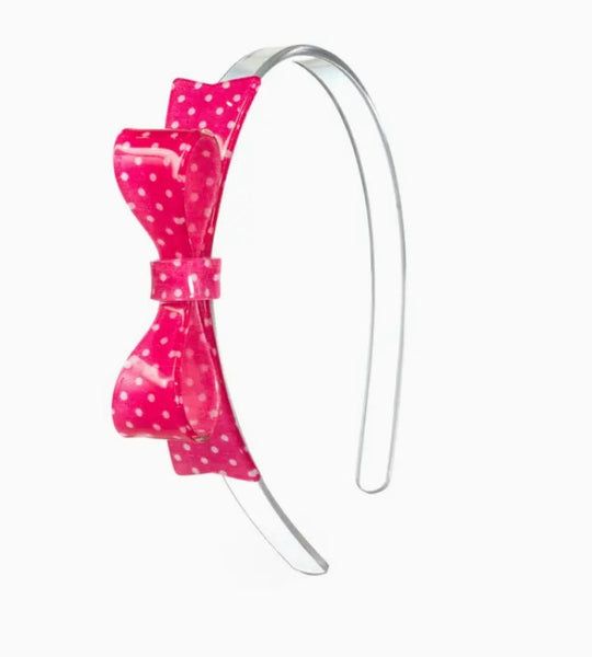 Pink Polka Dot Bow Headband