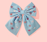 Chambray Heart Bow