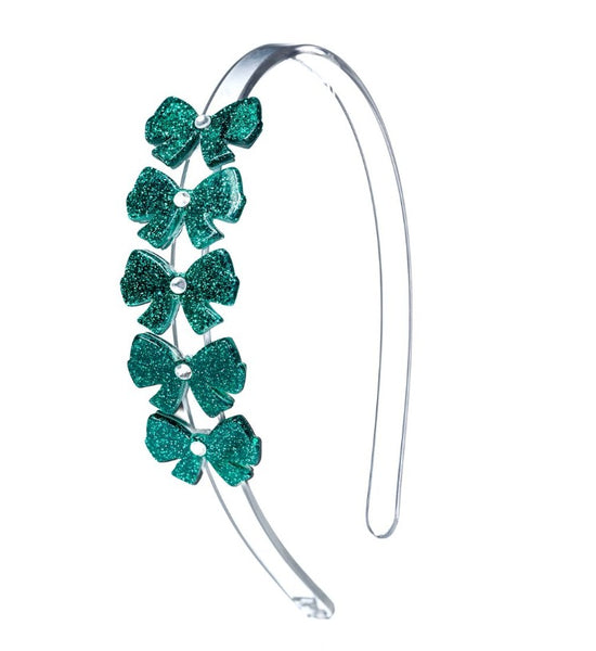 Green Glitter Bow Headband