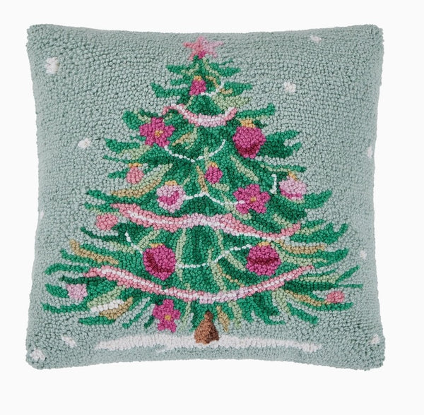 Pink Christmas Tree Pillow