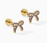 Sadie Purple Bow Studs