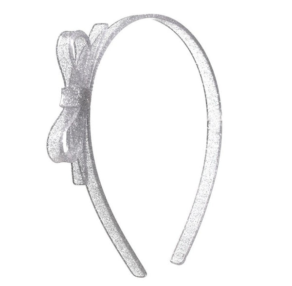 Silver Glitter Bow Headband