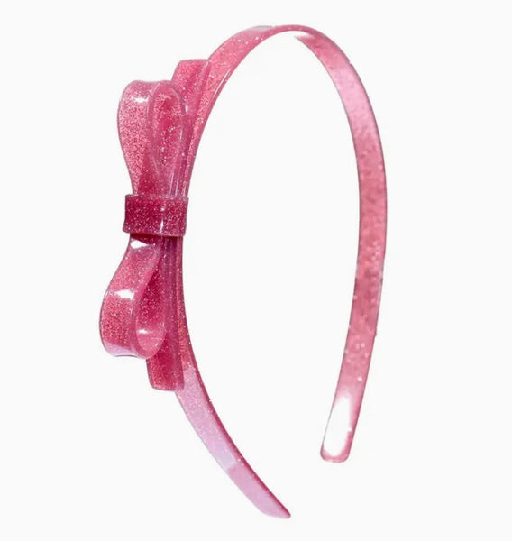 Vintage Pink Glitter Bow Headband