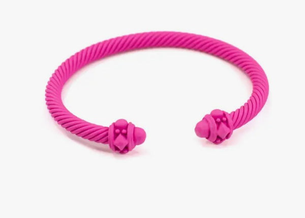 Matte Hot Pink Cable Cuff Bracelet
