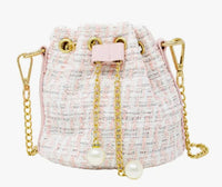 Pastel Tweed Drawstring Handbag