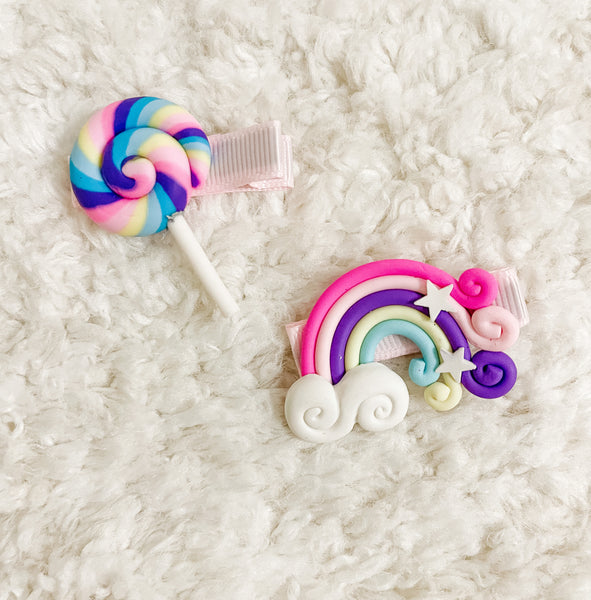 Lollipop Rainbow Hairclips